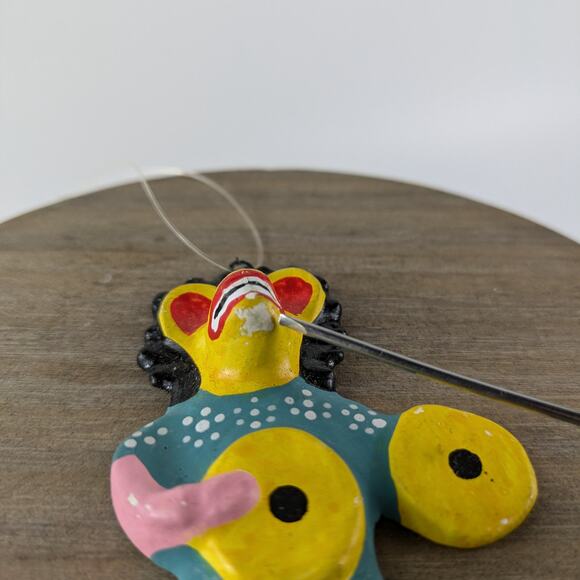 Traditional Mexican Folk Art Christmas Ornament Animal Unique Handmade Clay OOAK - Picture 5 of 5